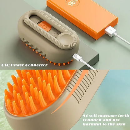 3-in-1 Steam Cat Brush – Grooming, Hair Remover & Massage Comb