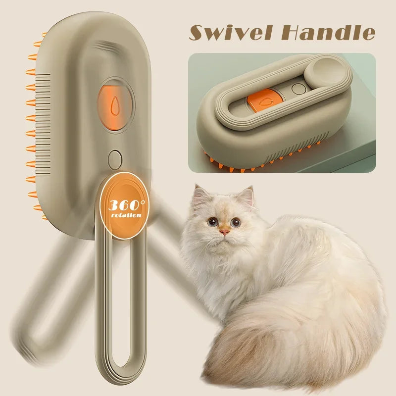 3-in-1 Steam Cat Brush – Grooming, Hair Remover & Massage Comb